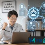 2026年最新のAIエージェントを活用して実務を丸投げし、笑顔でパソコンを見る中小企業の社長