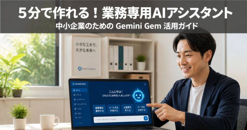 GeminiのGemを使って業務効率化する中小企業の担当者イメージ