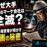 大手のWebマーケティング会社と元現場管理のYM企画が作る動画の違いを解説するブログサムネイル画像。ヘルメットを被り汗を流して働く真剣な職人の背景。