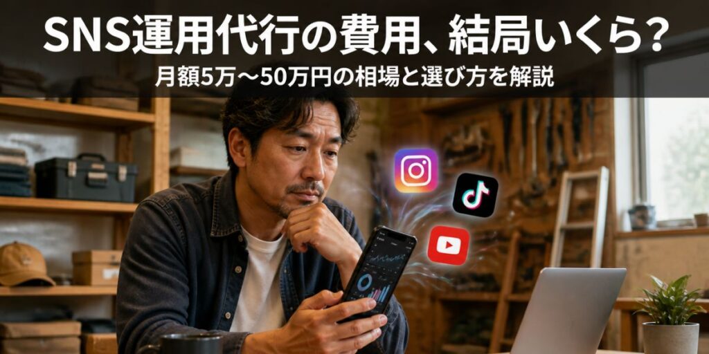 SNS運用代行の費用相場を調べる中小企業の経営者