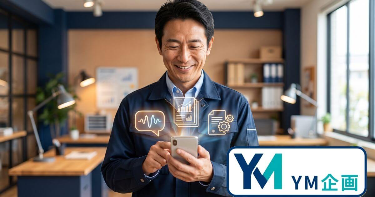 中小企業の社長が2026年最新のAI・デジタル活用によってスマホ1台で業務効率化を実現している様子