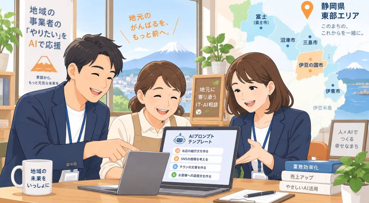 伊豆の国市を拠点に沼津・三島・富士など静岡県東部へ直接訪問するAI導入伴走支援の様子